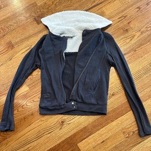 Soft light weight with fleece collar zip down